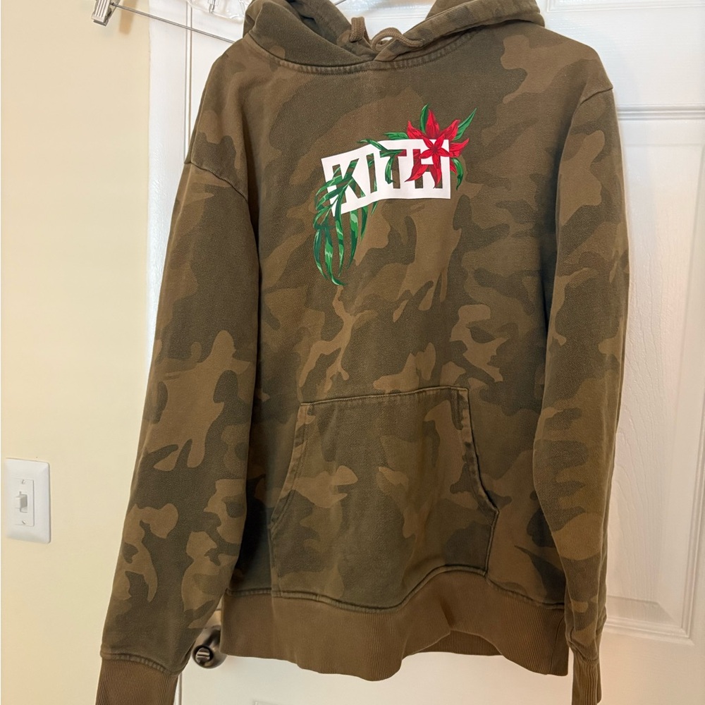Kith Olive Camouflage Hoodie with Logo mens size large